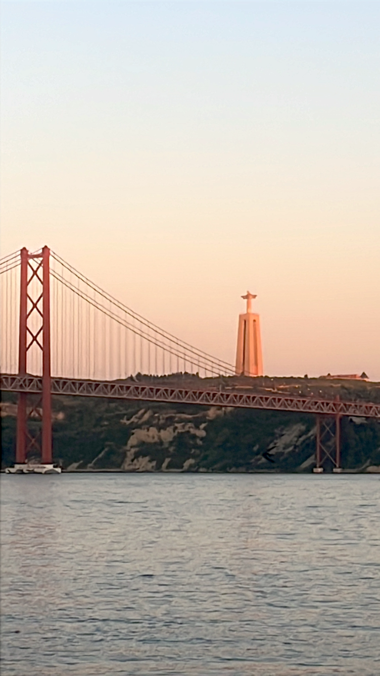 The view of the Ponte 25 de Abril Bridge and Cristo Rei from the convention center